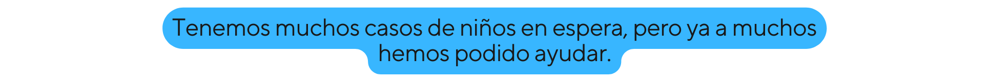 Tenemos muchos casos de niños en espera pero ya a muchos hemos podido ayudar